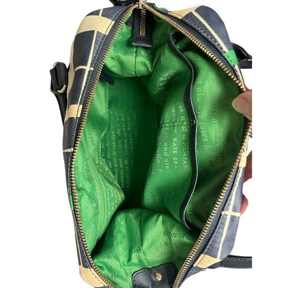 kate spade Checkmate Coated Twill 'Riley' Small Satchel Handbag Kelly Green Rare - Picture 13 of 15